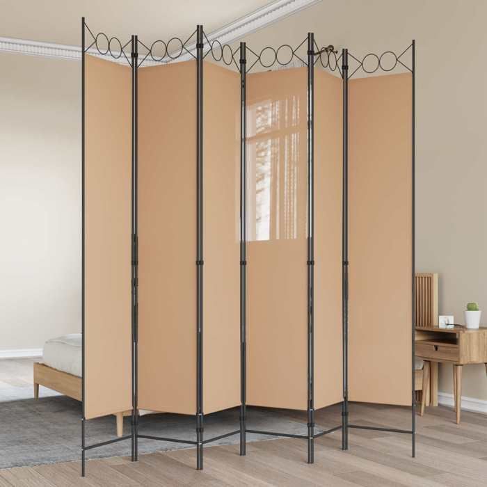vidaXL Paravent à 6 panneaux Beige 240 x 220 cm Tissu 42039206