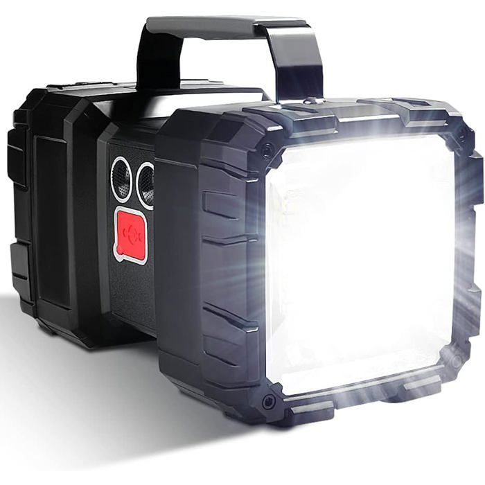 Lampe de poche LED rechargeable 10000mAh - 1200lm - 7 modes - Étanchéité IPX5 - Projecteur LED - Sortie USB SANPIE
