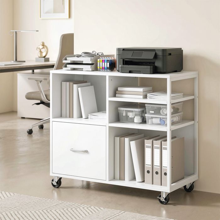 Table pour imprimante avec roulettes et tiroir A4 idéale pour maison et bureau