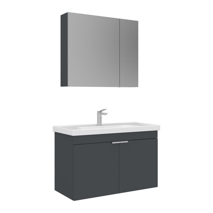 Meuble avec simple vasque et miroir Desna 90 - 90 x 45 x 58 cm - Matte Anthracite Meuble avec simple vasque et miroir Desna 90 - 90 x 45 x 58 cm - Matte Anthracite