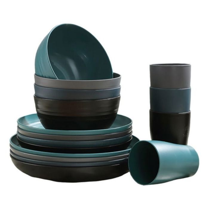 1 de table grès assiettes et bols résistant aux rayures compatible micro-ondes lave-vaisselle four pour repas quotidiens .