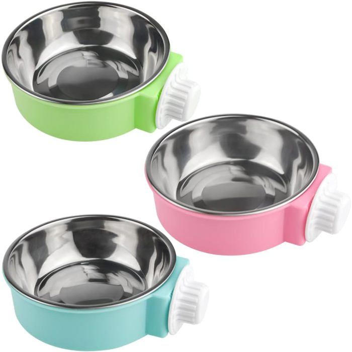 Lot de 2 gamelles Amovibles en Acier Inoxydable à Suspendre pour Animaux de Compagnie gamelles pour Nourriture et Eau parfaites