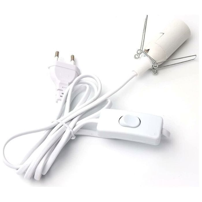 Câble pour lampe à sel avec interrupteur E14 - Interrupteur à bascule Longueur 1 8 m - Lampe de table ou pierre - Blanc PVC