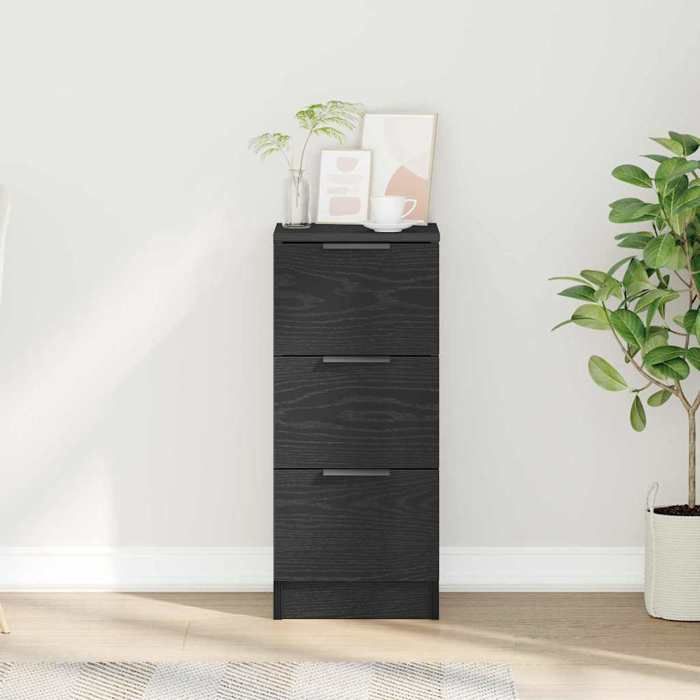Noir Commode Salon CHIC Buffet bas/Cabinet 1 PC en chêne noir avec tiroir Chêne noir 30x30x70 cm N15436