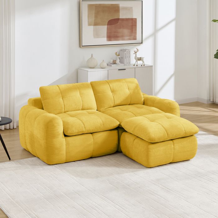 Canapé modulable Compressé dangle 2 places-Canapé lit convertible en forme de Lmousse haute densité 32DJaune