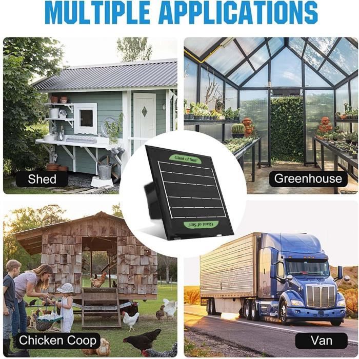 Kit Chauffage Solaire 30W – Pour Serre, Voiture, Poulailler, Maison Animaux – Panneau + Boîtier Piles (batteries Non Incluses)