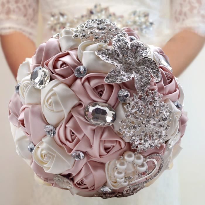 Or Dia 20cm Perle Diamant Bouquet De Mariage Pour Mariée Tenant Des Fleurs Boule De Rose Artificiel Pour Décoration De Conférenc