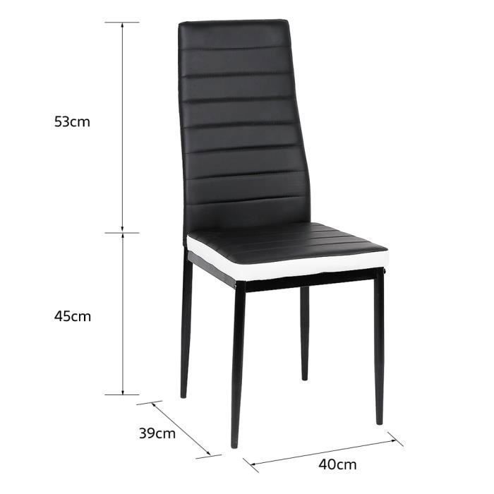 Chaise de salle à manger BUL - Style Contemporain - Simili Cuir - Lot de 6 - Noir et Blanc