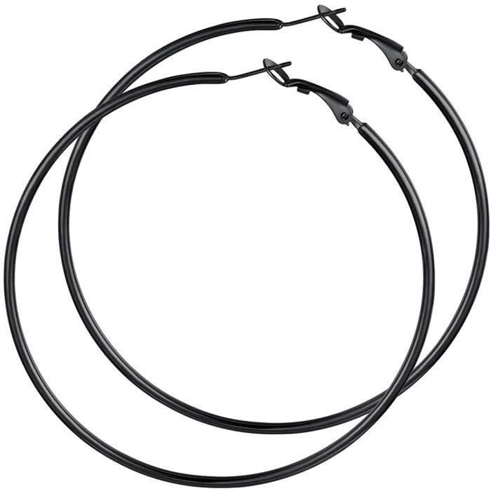 Créoles Femme Plaqué Or 50mm - Acier Inoxydable Doré - Hypoallergénique - Boucles D'Oreilles Grande Taille
