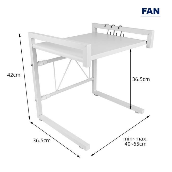 Support extensible pour four à micro-ondes - FAN - Capacité de charge 25kg - Blanc
