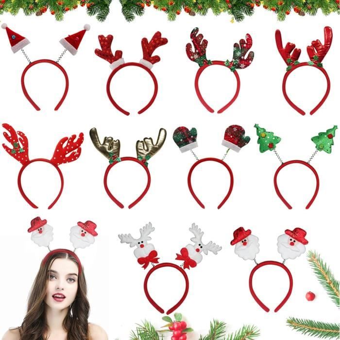 Dusenly Lot De 6 Accessoires De Noël – Chapeaux Et Bandeaux Renne, Père Noël, Sapin – Pour Adultes Et Enfants – Idéal Pour Fêtes