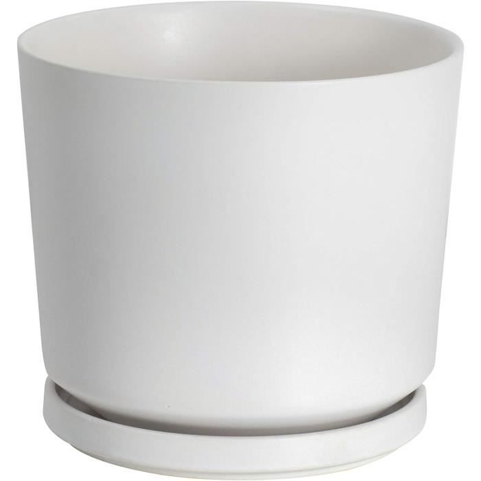 Pot Fleur & Soucoupe Design Japandi Cache pot 11 CM Blanc 