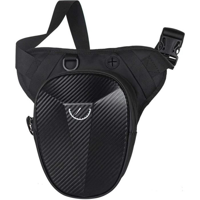 WOSAWE Sac De Jambe Imperméable – Sacoche Cuisse 3L En Oxford/Carbone, Sangle Réglable, Bandes Réfléchissantes Pour Randonnée, Moto, Vélo, Pêche