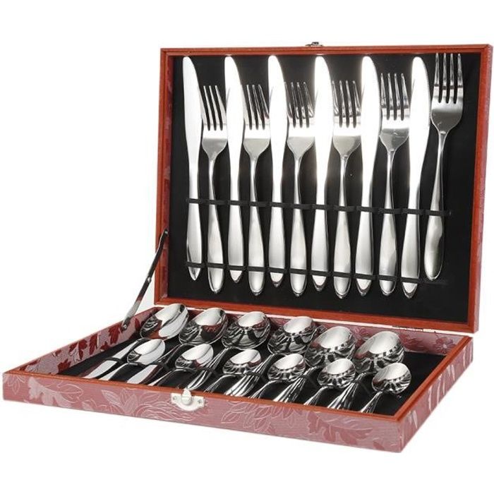 24 Pièces Ménagère en Inox - Service complet de couverts