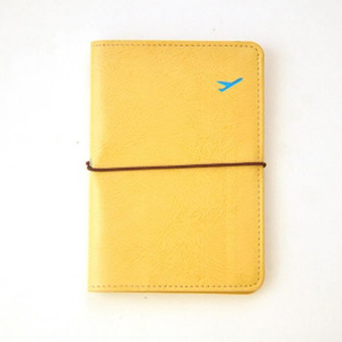 Porte Passeport de Voyage en Cuir Portefeuille de Passeport Protecteur de Couverture Jaune