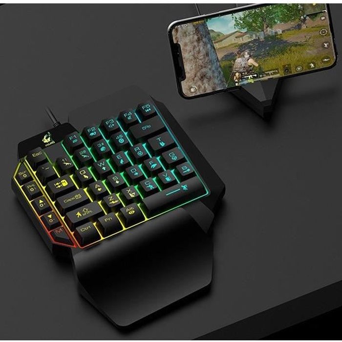 Mini Clavier Gamer USB pour PC RAZER PAD LED PUBG Lumineux QWERTY (NOIR)