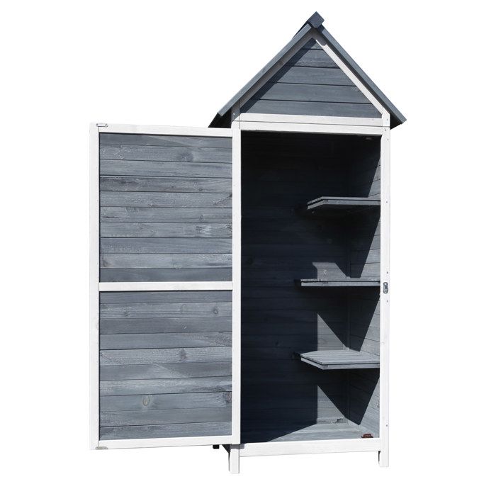 Wiltec Armoire de jardin en bois – Gris – 77 x 53 x 179 cm – avec Porte et Toit en pente à pignon – avec Isolation bitumineuse – Jar Wiltec Armoire de jardin en bois – Gris – 77 x 53 x 179 cm – avec Porte et Toit en pente à pignon – avec Isolation bitumineuse – Jar