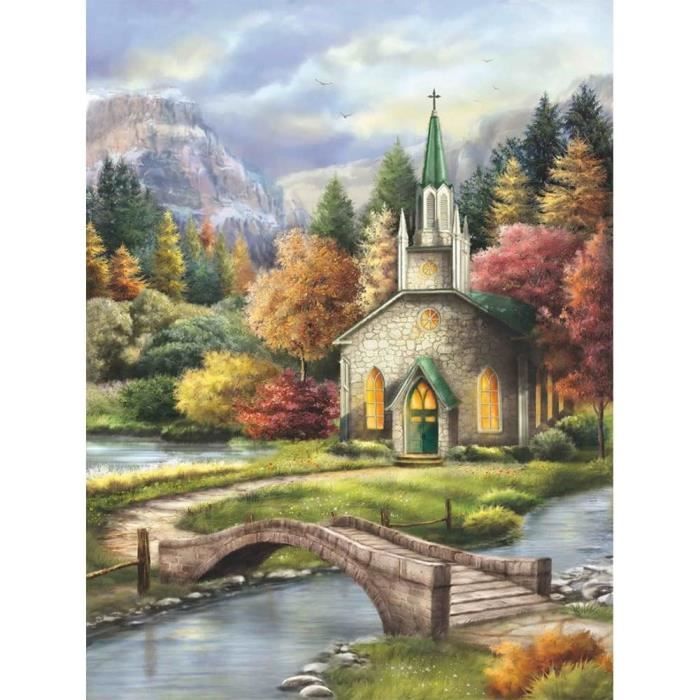 Kit Peinture Diamant 5D Paysage Montagne 30x40cm - DIY Art Strass Complet Pour Adultes Débutants