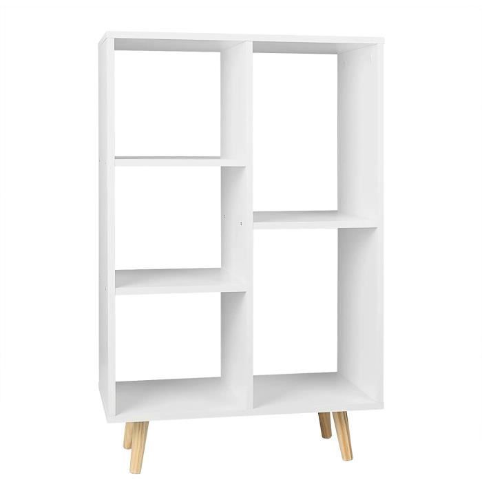 Bibliothèque Ouverte WOLTU 8 Casiers Blanc 98x30x100cm - Étagère à Livres Meuble Rangement Salon Bureau Chambre