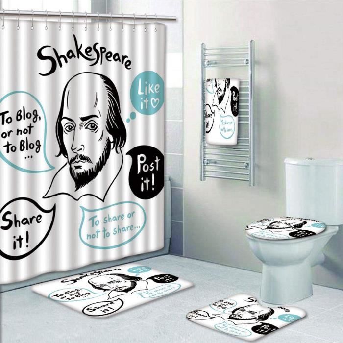 Ensembles de rideaux de douche Rock And Roll, 3/4 pièces, tapis de