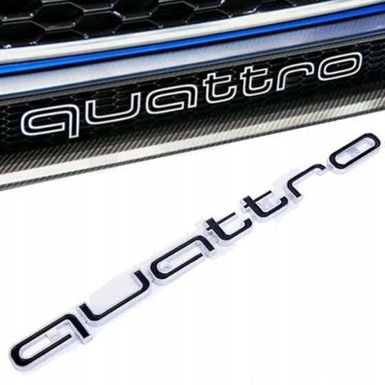 Emblème QUATTRO Signe Insigne Logo Grill Avant Noir Decoration Vehicule