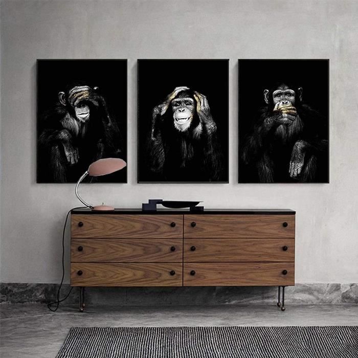 Poster Toile Lion Noir Et Blanc - 50x70 Cm, Décoration Murale Nordique, Sans Cadre