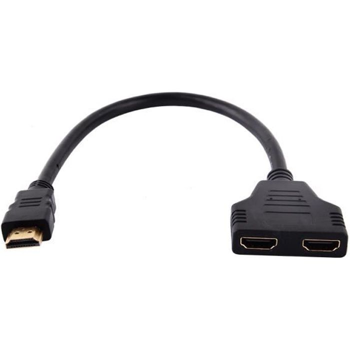 Sharainn Câble Adaptateur séparateur HDMI, 1080P HDMI mâle vers Double