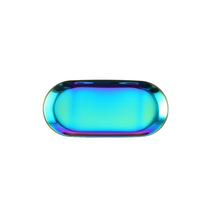 Plateau Rangement Ovale Acier Inoxydable - 18x8cm - Déco & Organisateur Bijoux, Cosmétiques