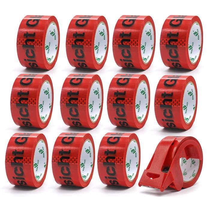 Lot de 12 rouleaux de ruban adhésif d'emballage en verre avec dérouleur ...