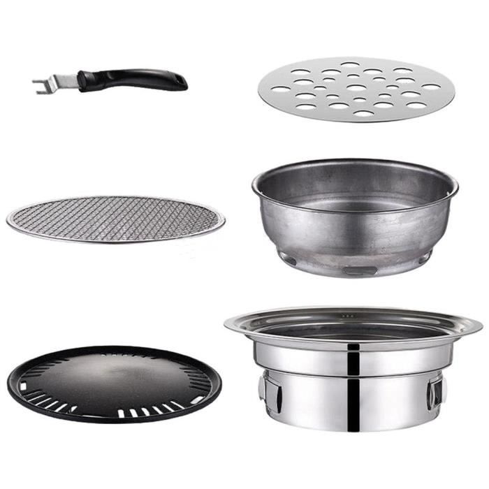 Grill à Barbecue Coréen En Acier Inoxydable 38 Cm - Revêtement Anti-Adhésif - Pour Intérieur/Extérieur, Toutes Sources De Chaleur
