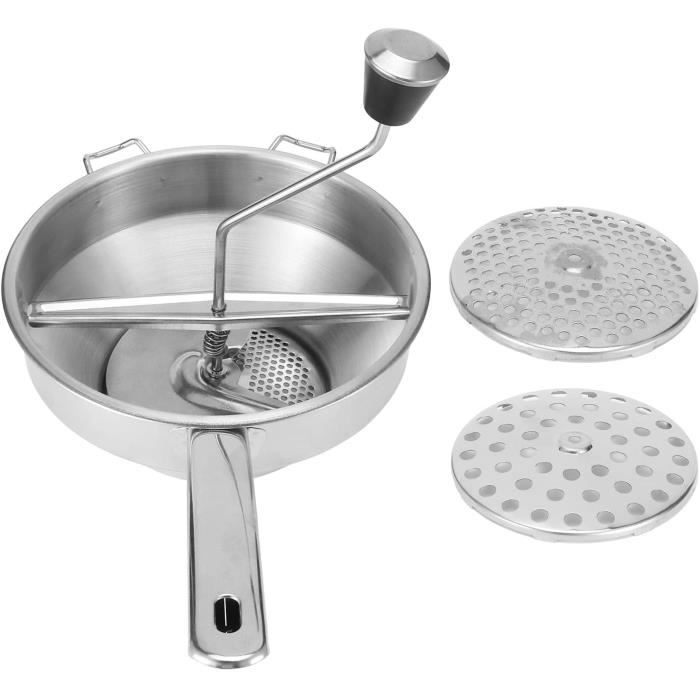 Food Mill Potato Ricer Moulin de Cuisine en Acier Inoxydable de premiere qualite avec 3 disques pour ecraser Les legumes a raper Cdiscount Maison