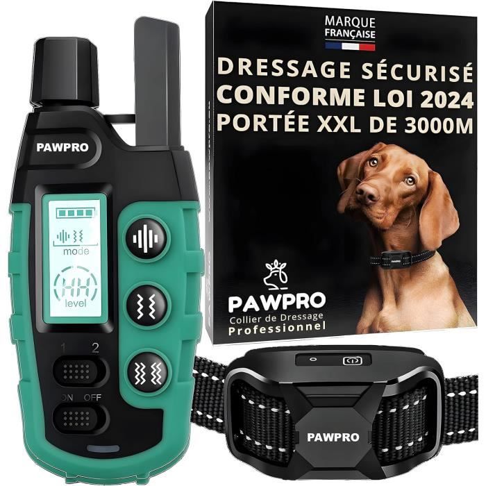 Comparer les prix de Collier de Dressage, Portée XXL de 3000m, Conforme Nouvelle Loi 2024 Bien-Être Animal, 3 Modes BIP, Boost Vibration