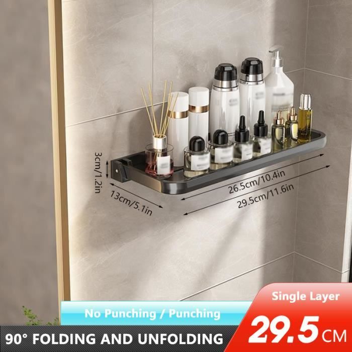 Caddie De Douche Suspendu 2 Niveaux - Étagère Rangement Sans Perçage, Porte-savon, Crochets