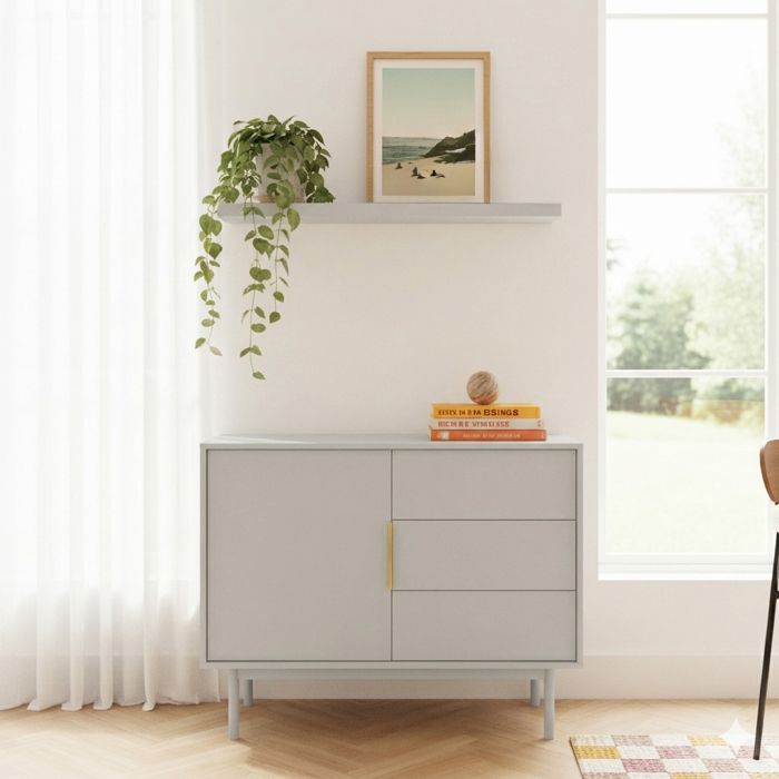 Buffet JONA cachemire 1 porte 3 tiroirs 104cm Buffet JONA cachemire 1 porte 3 tiroirs 104cm