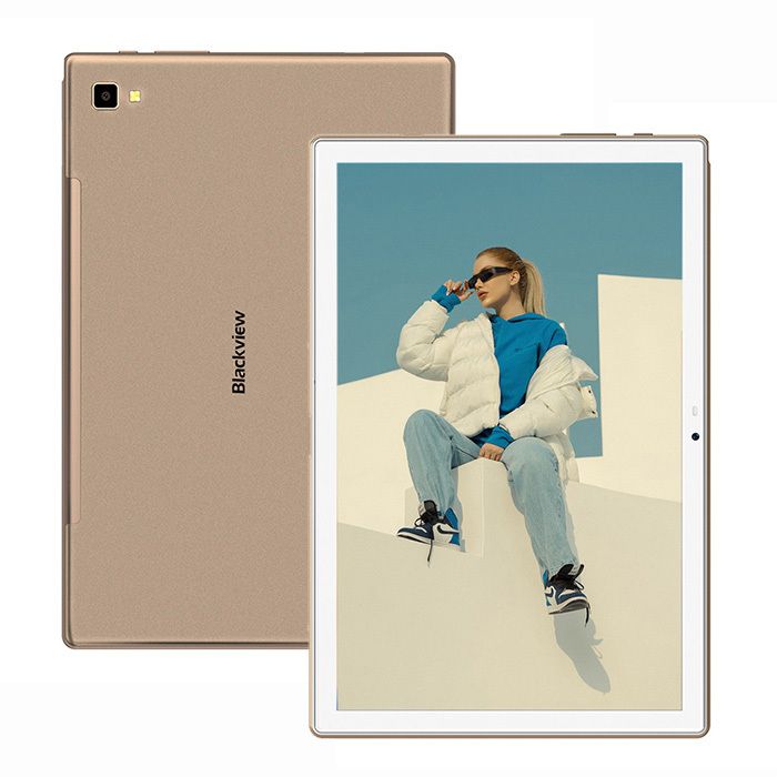 Blackview Tab 8 Tablette Tactile 4G LTE – 101 pouces FHD – RAM 4Go+ ROM 64Go(TF 128Go) – Android 10 – 6580mAh – GPS Face ID – Or