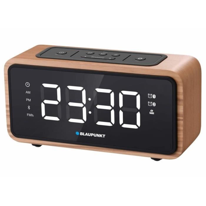 Radio-réveil FM Bluetooth 60 présélections écran LED Horloge avec double alarme et fonction snooze