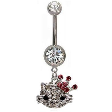 Piercing Nombril Hello Kitty - Acier Inoxydable 316L - 14 G - Avec Cristaux - Boîte Cadeau Sanrio Officielle