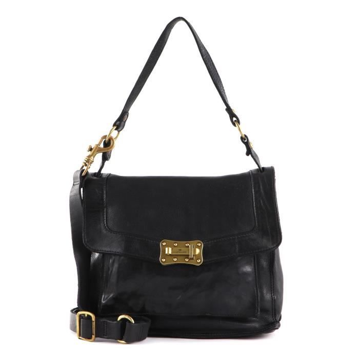 CAMPOMAGGI Sac à épaule vert olive en cuir pour femme - Shopping Bag Verde Militare 183366 vert