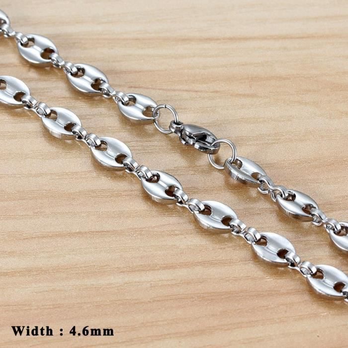 Collier Chaîne Carrée Pour Homme En Acier Inoxydable Argenté - Neuf Avec Emballage