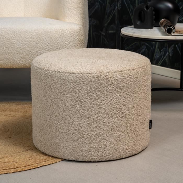 Nora Pouf Industriel Tissu Bouclé Taupe Cdiscount Maison