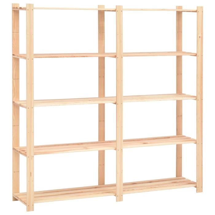 Fangming-Étagère de stockage 5 niveaux 170x38x170 cm Pin solide 500 kg