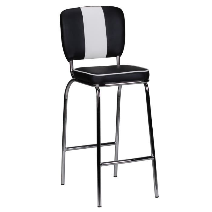 FineBuy Tabouret de Bar Chaise de Bar 40x110x38cm Tabouret Bistro Retro Amérique [Noir]
