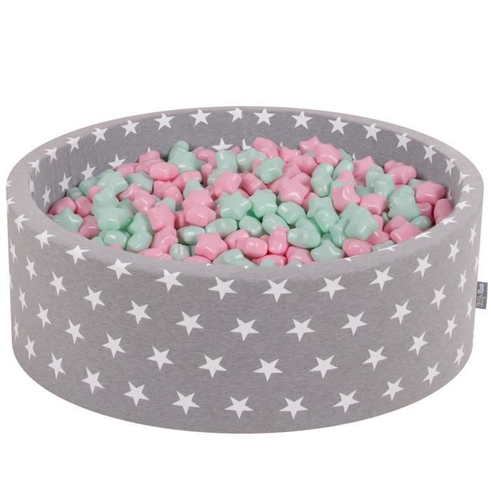 Balles Diamètre 7cm Piscine à Balles KiddyMoon 90x30cm Avec 200 Balles - Rond Gris Clair Couleurs Pastel Jeu Sensoriel