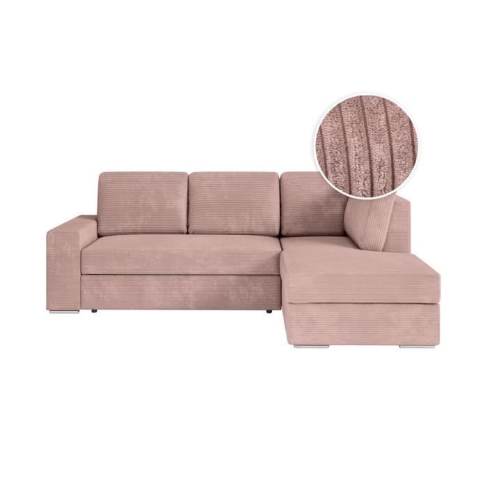 Canapé d'angle Rose Velours Moderne Confort