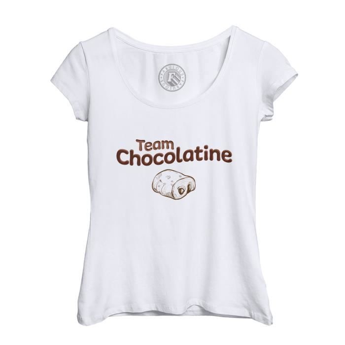 T-shirt Femme Col Echancré Noir Team Chocolatine Humour Blague Toulouse