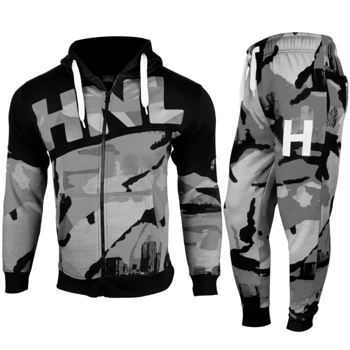 Survêtement Enfant Garçon Charbon HNL Camouflage - Haut et Bas Jogging Costume 5-13 Ans