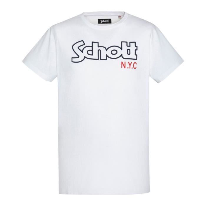 T-shirt Blanc Homme Schott Vintage