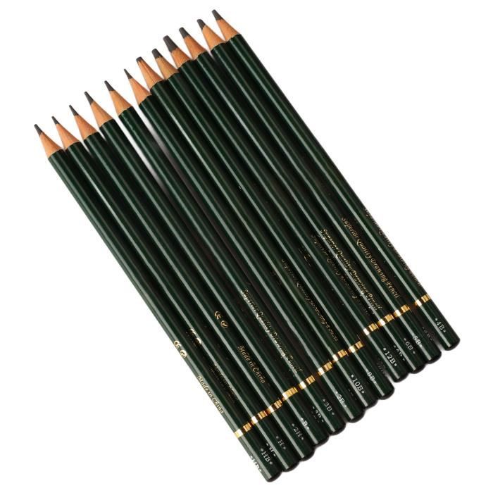 Omabeta Crayons à croquis Kit de crayons de croquis 12B à 2H, 12 pièces