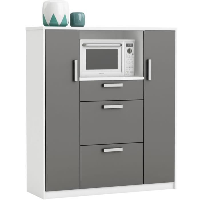 Meuble De Rangement Cuisine Coloris Blanc Mat Gris Foncé 1162 X 1322 X 40 Cm