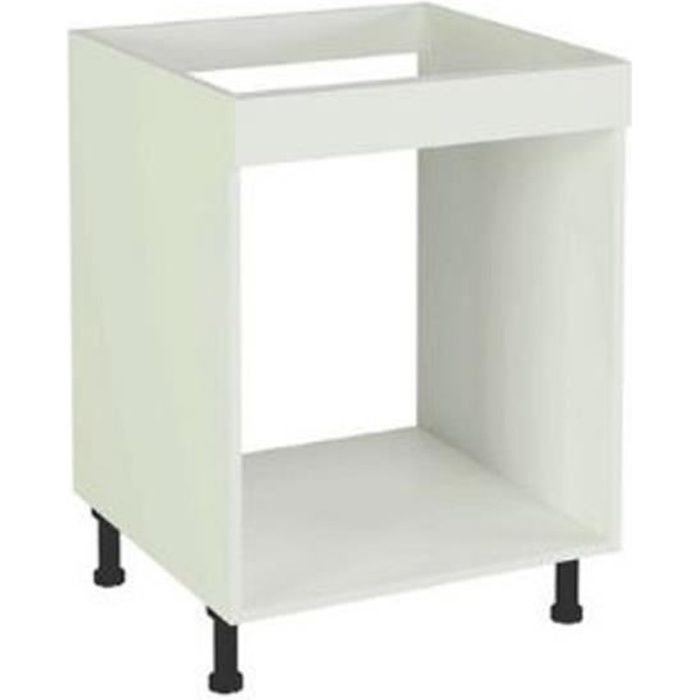 meuble bas de cuisine pour four coloris blanc - hauteur 85 x longueur 60 x profondeur 58 cm